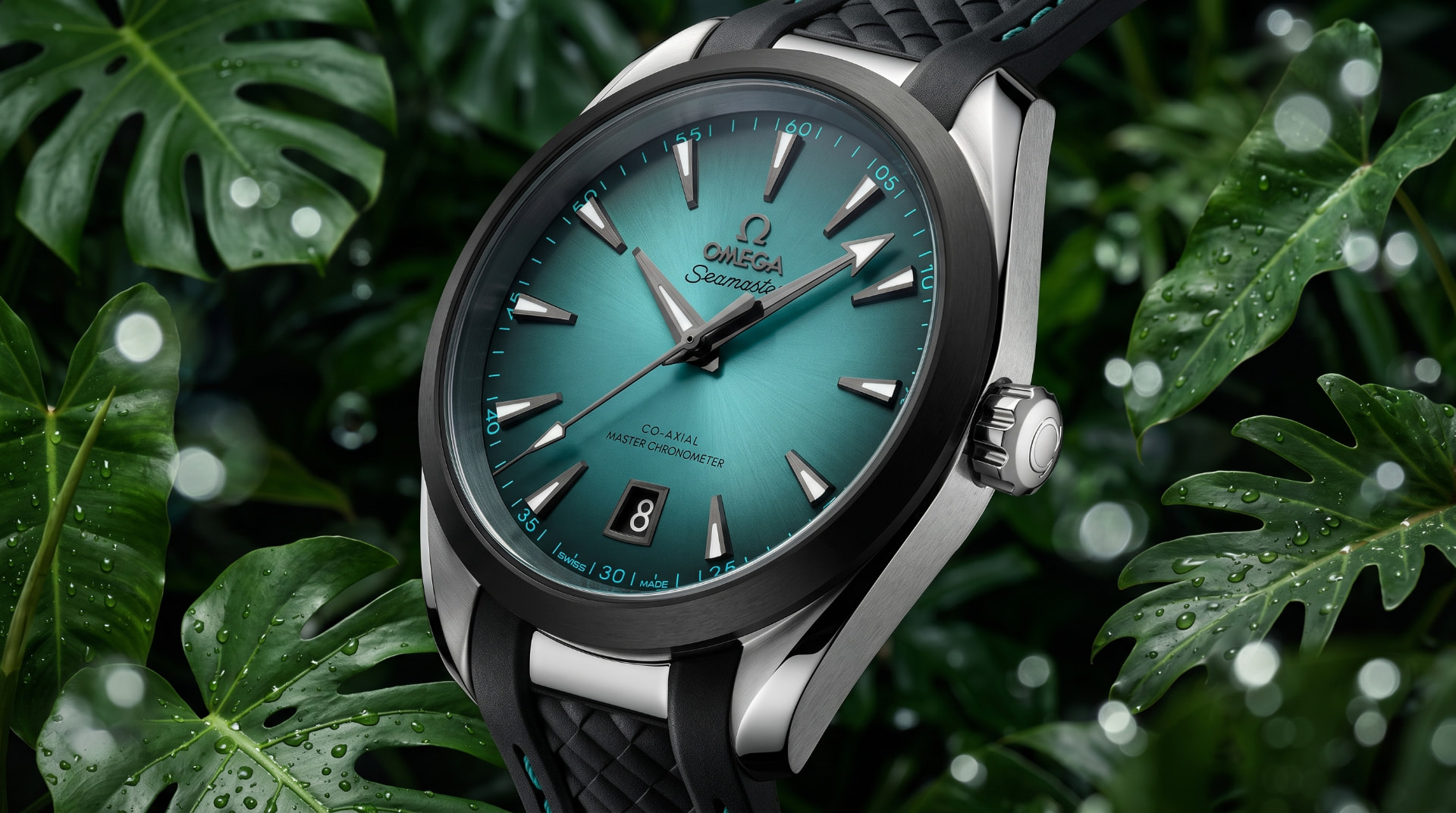 Omega Seamaster Aqua Terra among tropical foliage